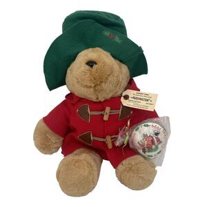 Vintage Paddington Bear Sears Plush Ornament Stuffed Animal Red Green 1994 16"